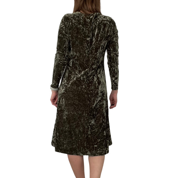 Daniella Faye Modest Green Velvet Long Sleeve Midi Dress Women Size Small - Picture 3 of 14